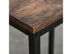 Ensemble Table De Bar 3 étagères 2 Tabourets Style Industriel Métal Noir Aspect Vieux Bois Veinage -Mobilia Boutique table a manger 19046327