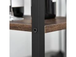 Ensemble Table De Bar 3 étagères 2 Tabourets Style Industriel Métal Noir Aspect Vieux Bois Veinage -Mobilia Boutique table a manger 19046329