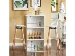 Table Haute De Bar Mange-debout Cuisine Avec Rangements, Blanc, Fwt17-w -Mobilia Boutique table a manger 19309015