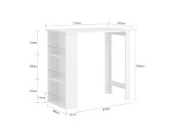 Table Haute De Bar Mange-debout Cuisine Avec Rangements, Blanc, Fwt17-w -Mobilia Boutique table a manger 19309017