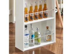 Table Haute De Bar Mange-debout Cuisine Avec Rangements, Blanc, Fwt17-w -Mobilia Boutique table a manger 19309021