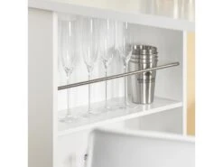 Table Haute De Bar Mange-debout Cuisine Avec Rangements, Blanc, Fwt17-w -Mobilia Boutique table a manger 19309025