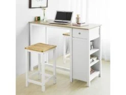 Table Haute De Bar Table De Cuisine Mange-debout– Blanc Lxlxh 120x55x90 Cm, Fwt64-wn -Mobilia Boutique table a manger 19310929