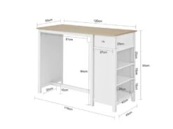 Table Haute De Bar Table De Cuisine Mange-debout– Blanc Lxlxh 120x55x90 Cm, Fwt64-wn -Mobilia Boutique table a manger 19310931