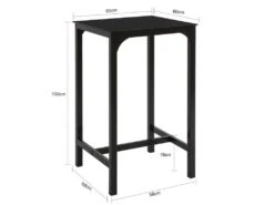 Table De Bar Carrée Table De Salle À Manger Plateau En Verre Pieds En Acier Robuste Noir, Ogt38-sch -Mobilia Boutique table a manger 19379313