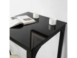 Table De Bar Carrée Table De Salle À Manger Plateau En Verre Pieds En Acier Robuste Noir, Ogt38-sch -Mobilia Boutique table a manger 19379317