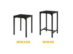 Table à Manger Carrée Noir Plateau En Verre Forme Carrée Pieds En Acier Robuste, OGT38-K-SCH -Mobilia Boutique table a manger 19380649