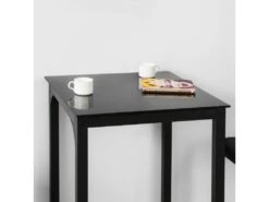 Table à Manger Carrée Noir Plateau En Verre Forme Carrée Pieds En Acier Robuste, OGT38-K-SCH -Mobilia Boutique table a manger 19380659