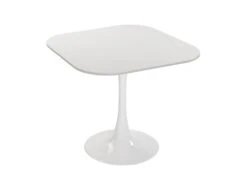 Table De Salle à Manger Cloe, 73 X 80 X 80 Cm, Bois, PVC Et Métal, Blanc