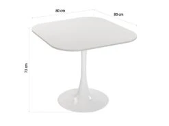 Table De Salle à Manger Cloe, 73 X 80 X 80 Cm, Bois, PVC Et Métal, Blanc 9 Table De Salle à Manger Cloe, 73 X 80 X 80 Cm, Bois, PVC Et Métal, Blanc -Mobilia Boutique table a manger 19441031