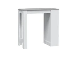 Table Haute Avec Rangements Blanc/Béton - SIMINTI - L 103 X L 50 X H 105 Cm -Mobilia Boutique table a manger 19733315