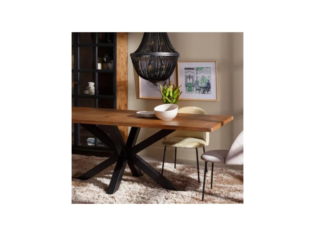 Table De Repas Rectangulaire Noir/Bois à Carreaux - BOB 4 Table De Repas Rectangulaire Noir/Bois à Carreaux - BOB – Image 2