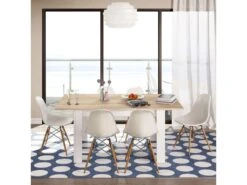 Table De Repas à Allonge Blanc/Chêne Clair - CARTIA - L 140/190 X L 90 X H 78 Cm -Mobilia Boutique table a manger 19824623