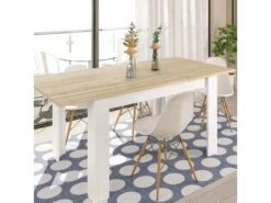 Table De Repas à Allonge Blanc/Chêne Clair - CARTIA - L 140/190 X L 90 X H 78 Cm -Mobilia Boutique table a manger 19824627