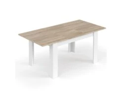 Table De Repas à Allonge Blanc/Chêne Clair - CARTIA - L 140/190 X L 90 X H 78 Cm -Mobilia Boutique table a manger 19824629