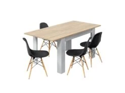 Table De Repas à Allonge Blanc/Chêne Clair - CARTIA - L 140/190 X L 90 X H 78 Cm -Mobilia Boutique table a manger 19824631