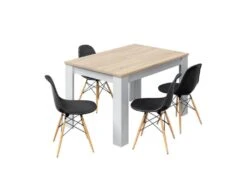 Table De Repas à Allonge Blanc/Chêne Clair - CARTIA - L 140/190 X L 90 X H 78 Cm -Mobilia Boutique table a manger 19824633