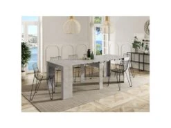 Table Extensible 51/237 Cm Gris Béton - ARSENE - L 51/237 X L 90 X H 78 Cm -Mobilia Boutique table a manger 19824927