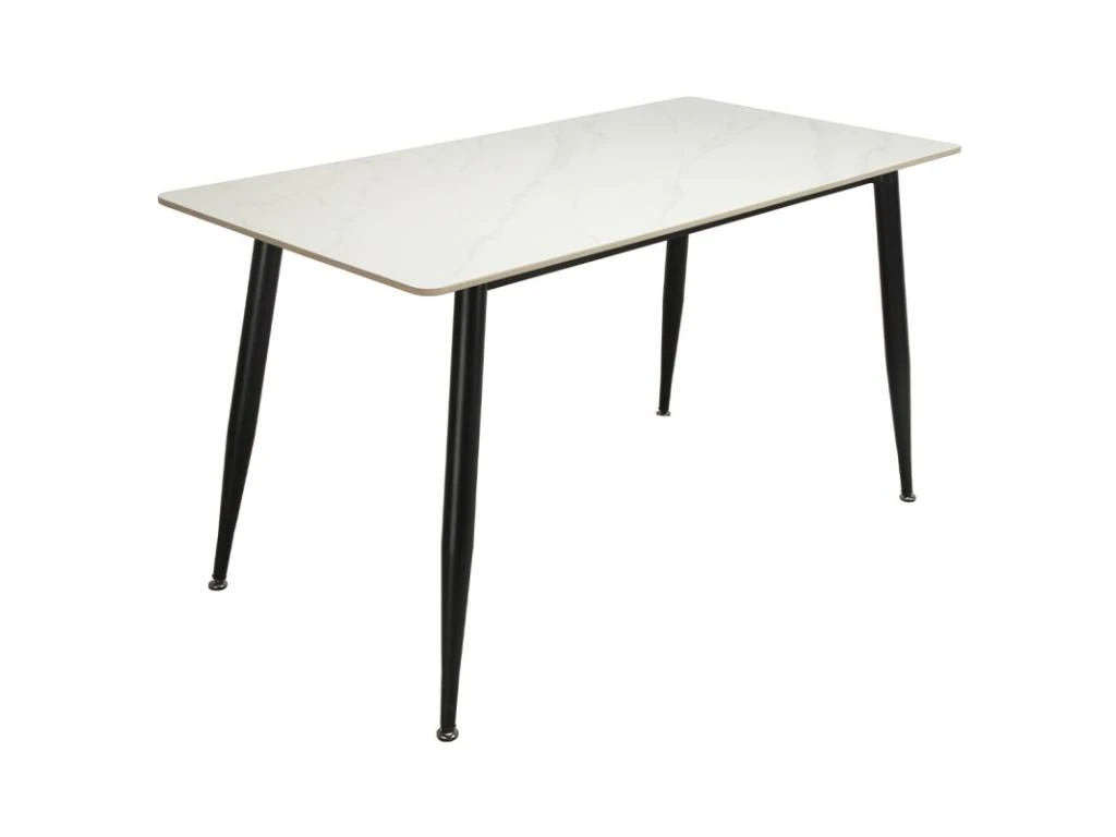 Table 130 X 70 Cm Céramique Effet Marbre Blanc Et Pieds évasés - RYDER 3 Table 130 X 70 Cm Céramique Effet Marbre Blanc Et Pieds évasés - RYDER