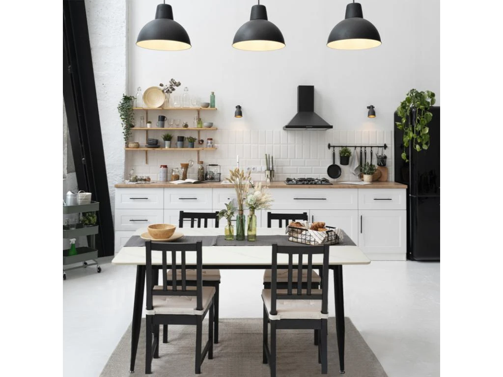 Table 130 X 70 Cm Céramique Effet Marbre Blanc Et Pieds évasés - RYDER 4 Table 130 X 70 Cm Céramique Effet Marbre Blanc Et Pieds évasés - RYDER – Image 2