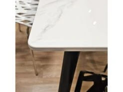 Table 130 X 70 Cm Céramique Effet Marbre Blanc Et Pieds évasés - RYDER 10 Table 130 X 70 Cm Céramique Effet Marbre Blanc Et Pieds évasés - RYDER -Mobilia Boutique table a manger 20013173