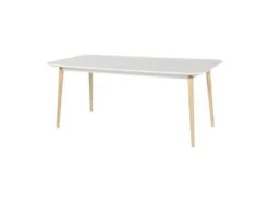 OTTO Table De Séjour Avec Piétement En Hévéa Massif - Blanc Laqué - L 180 X P 90 X H 75 Cm -Mobilia Boutique table a manger 20020863