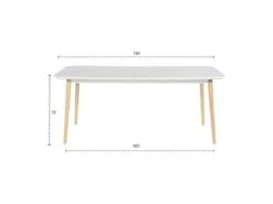 OTTO Table De Séjour Avec Piétement En Hévéa Massif - Blanc Laqué - L 180 X P 90 X H 75 Cm -Mobilia Boutique table a manger 20020865