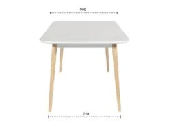 OTTO Table De Séjour Avec Piétement En Hévéa Massif - Blanc Laqué - L 180 X P 90 X H 75 Cm -Mobilia Boutique table a manger 20020867