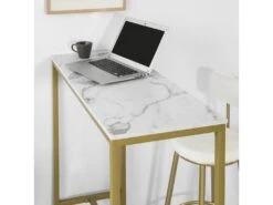 Table De Bar Effet Marbre Table Haute De Bar Table à Manger - Doré, FSB34-G -Mobilia Boutique table a manger 20021141