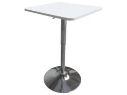 Mobilia Boutique 41 Table De Bar Carrée Blanche Et Chrome LUKE - HAPPY GARDEN