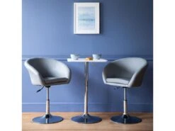 Table De Bar Carrée Blanche Et Chrome LUKE - HAPPY GARDEN -Mobilia Boutique table a manger 20096847