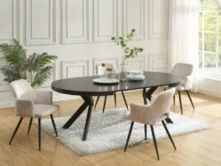 Table à Manger Extensible 4 à 8 Couverts En MDF Et Acier - Noir - KOMONI