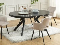 Table à Manger Extensible 4 à 8 Couverts En MDF Et Acier - Noir - KOMONI -Mobilia Boutique table a manger 20269125