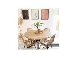 Table à Manger TILKI - 4 Couverts - MDF & Métal - Chêne Et Noir -Mobilia Boutique table a manger 20297897