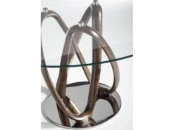 Table De Diner Piètements Courbés Bois Massif Plateau Verre Trempé Et Piètement Acier -Mobilia Boutique table a manger 21089697