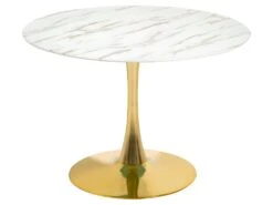 Table De Repas Ronde Blanc Marbré/Or 100 Cm - ARITIO -Mobilia Boutique table a manger 21871359