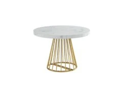 Table à Manger Extensible 2 à 12 Couverts En MDF Et Acier - Effet Marbre Blanc Et Doré - FIRELA -Mobilia Boutique table a manger 22039119