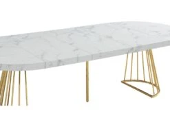 Table à Manger Extensible 2 à 12 Couverts En MDF Et Acier - Effet Marbre Blanc Et Doré - FIRELA -Mobilia Boutique table a manger 22039129