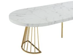 Table à Manger Extensible 2 à 12 Couverts En MDF Et Acier - Effet Marbre Blanc Et Doré - FIRELA -Mobilia Boutique table a manger 22039131