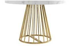 Table à Manger Extensible 2 à 12 Couverts En MDF Et Acier - Effet Marbre Blanc Et Doré - FIRELA -Mobilia Boutique table a manger 22039159