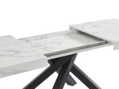 Table à Manger Extensible 6 à 10 Couverts En MDF Et Métal - Effet Marbre Blanc Et Noir - CATONAV -Mobilia Boutique table a manger 22039293