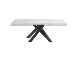 Table à Manger Extensible 6 à 10 Couverts En MDF Et Métal - Effet Marbre Blanc Et Noir - CATONAV -Mobilia Boutique table a manger 22039299