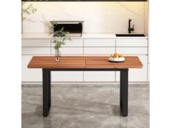 Table à Manger - Cadre En Acier - Style Industriel - Marron & Noir -Mobilia Boutique table a manger 22040849