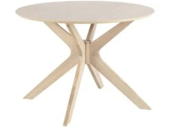 Duffy Table De Salle à Manger Ø105 Cm Plaqué Chêne, Pieds En Chêne Massif.