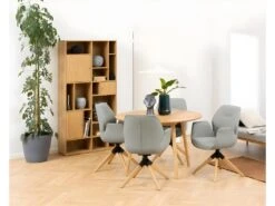 Nagano Table De Salle à Manger Ø120 Cm, Motif Chevrons De Chêne. -Mobilia Boutique table a manger 22047227