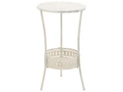 Mobilia Boutique 48 Table De Bistro Style Vintage Ronde Métal 40 X 70 Cm Blanc