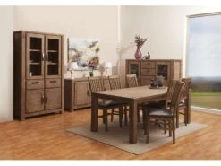 Alana Table De Salle à Manger 100x200 Cm, En Bois D'acacia Teinté Brun Avec Espace Pour 2 Extensions. -Mobilia Boutique table a manger 22114821