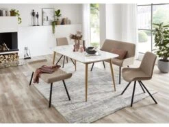 Bozen Table De Salle à Manger 90x180 Cm Blanc,miel. -Mobilia Boutique table a manger 22115157