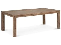 Alana Table De Salle à Manger 90x180 Cm, En Bois D'acacia Teinté Brun Avec Espace Pour 2 Extensions.