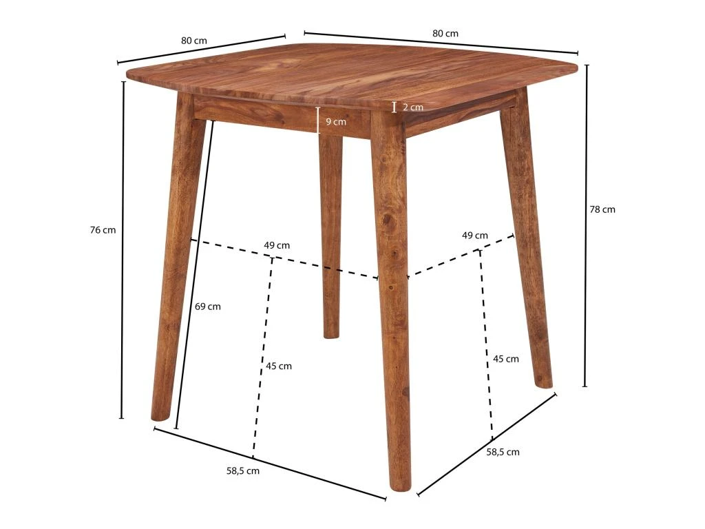 Table De Salle à Manger Bois Massif Table De Cuisine Sheesham Petit 6 Table De Salle à Manger Bois Massif Table De Cuisine Sheesham Petit – Image 4